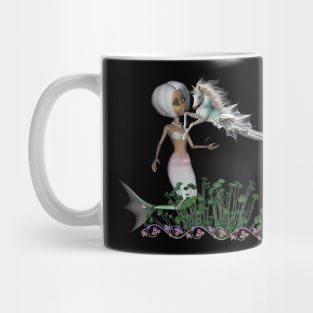 Cute little mermaid with little seahorse Mug